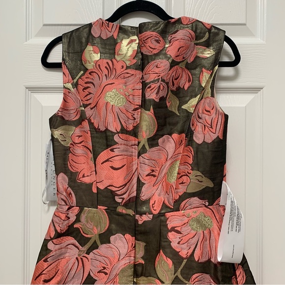NWT KAY UNGER Anna Floral Print Sleeveless Crew Neck Pleated Tea Midi Dress - Picture 9 of 12